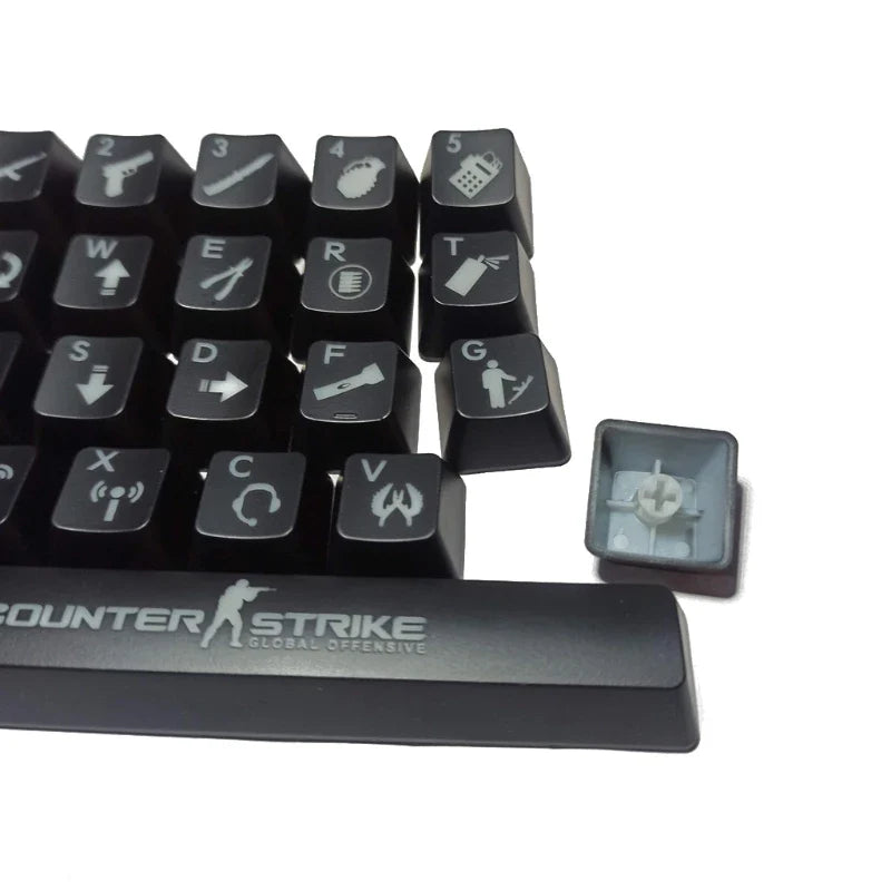 QC testa atjauninājums Produkts 26 taustiņi ABS Shot aizmugurgaismojums OEM Cherry MX mehāniskajai tastatūrai CS go Keycap