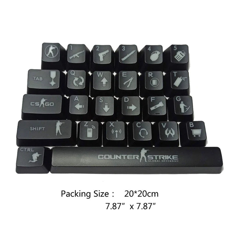 QC test update Prooduct 26 keys ABS Shot Backlit For OEM Cherry MX Mechanical Keyboard CS go Keycap