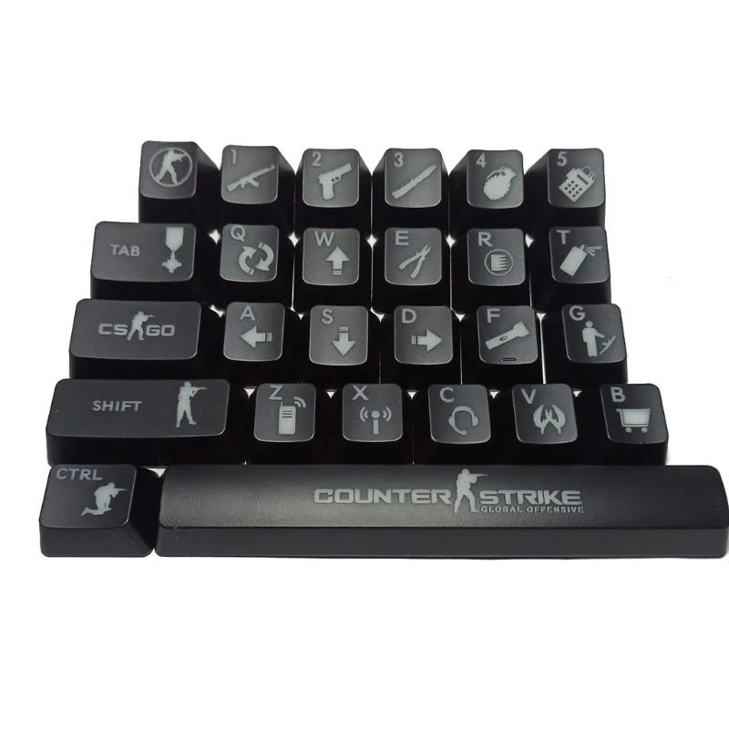 QC testa atjauninājums Produkts 26 taustiņi ABS Shot aizmugurgaismojums OEM Cherry MX mehāniskajai tastatūrai CS go Keycap