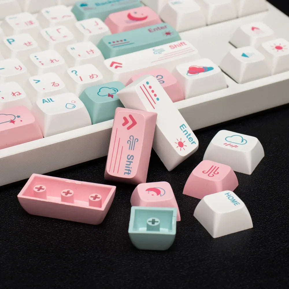 GMK – capuchons de touches japonais en PBT, 132 touches, profil XDA, mignons, roses, pour clavier mécanique Cherry, ensemble personnalisé 61/84/64/68/98/108