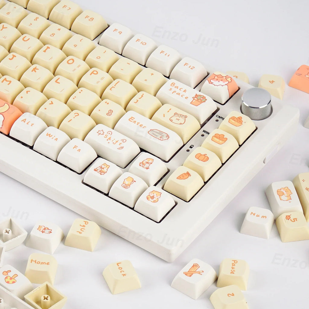 Capuchons de touches de clavier thème Orange écureuil gris Rat, profil XDA, anglais et coréen, pour clavier mécanique 61/64/68/84/87/96/98/104