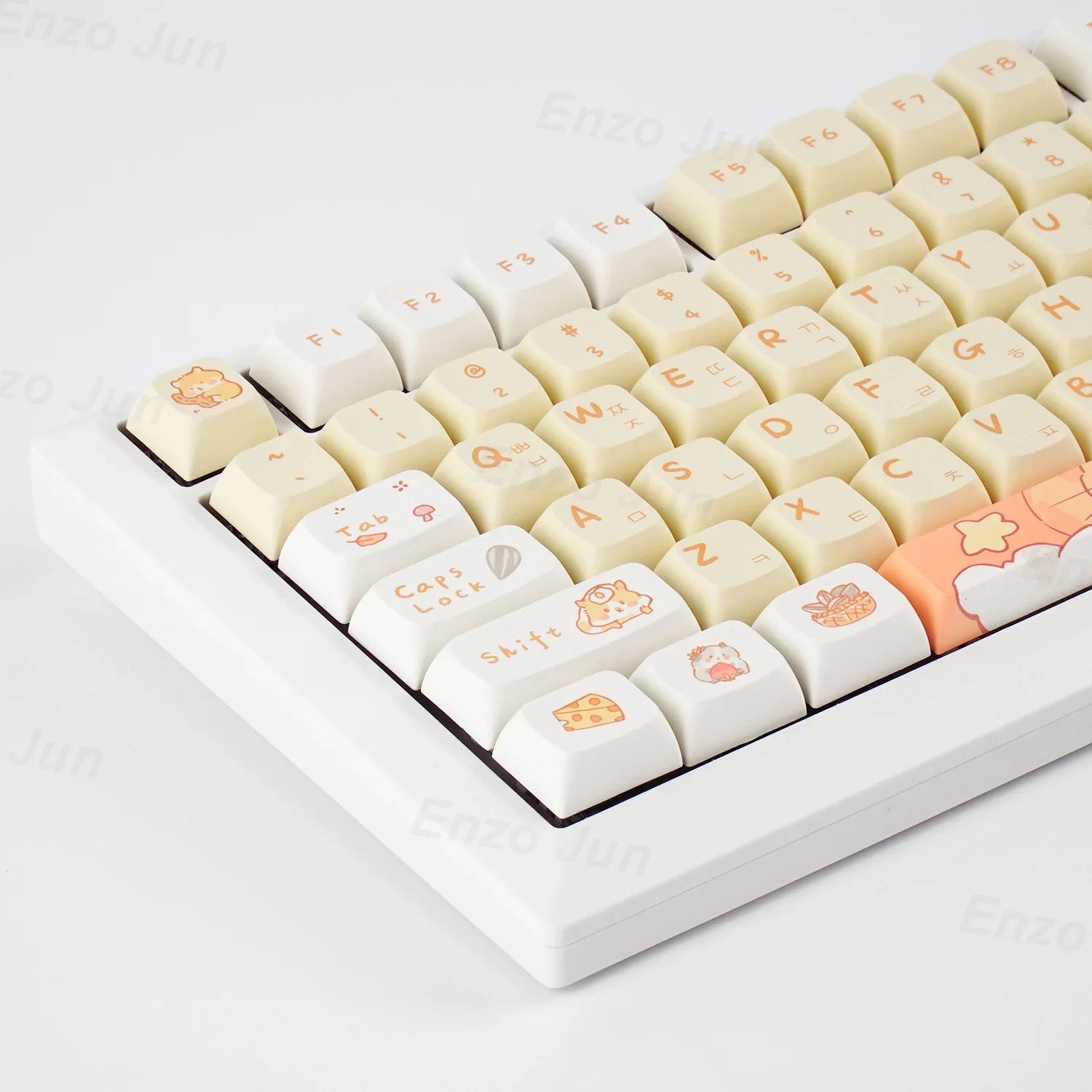 Capuchons de touches de clavier thème Orange écureuil gris Rat, profil XDA, anglais et coréen, pour clavier mécanique 61/64/68/84/87/96/98/104