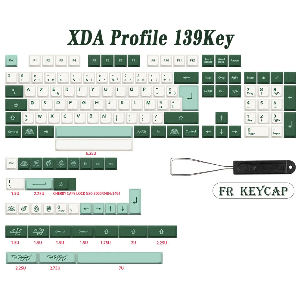 GMK-KEY Botanique Keycap PBT XDA Profil Allemand Français Espagne ISO Colorant Sub Keycaps Pour TKL GK61 GMMK PRO 7u AZERTY Clavier Cap