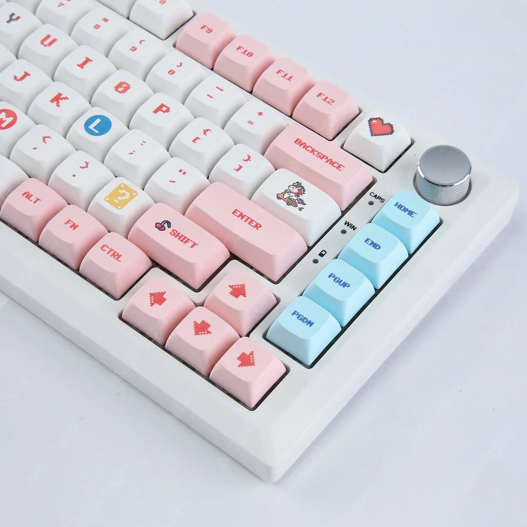 Candy Coloré 124 Keycaps XDA PBT Cartoon Keyboard Dye Sublimation pour DIY Custom Mechanical Gaming Kit de Keycaps Résistant à l'usure