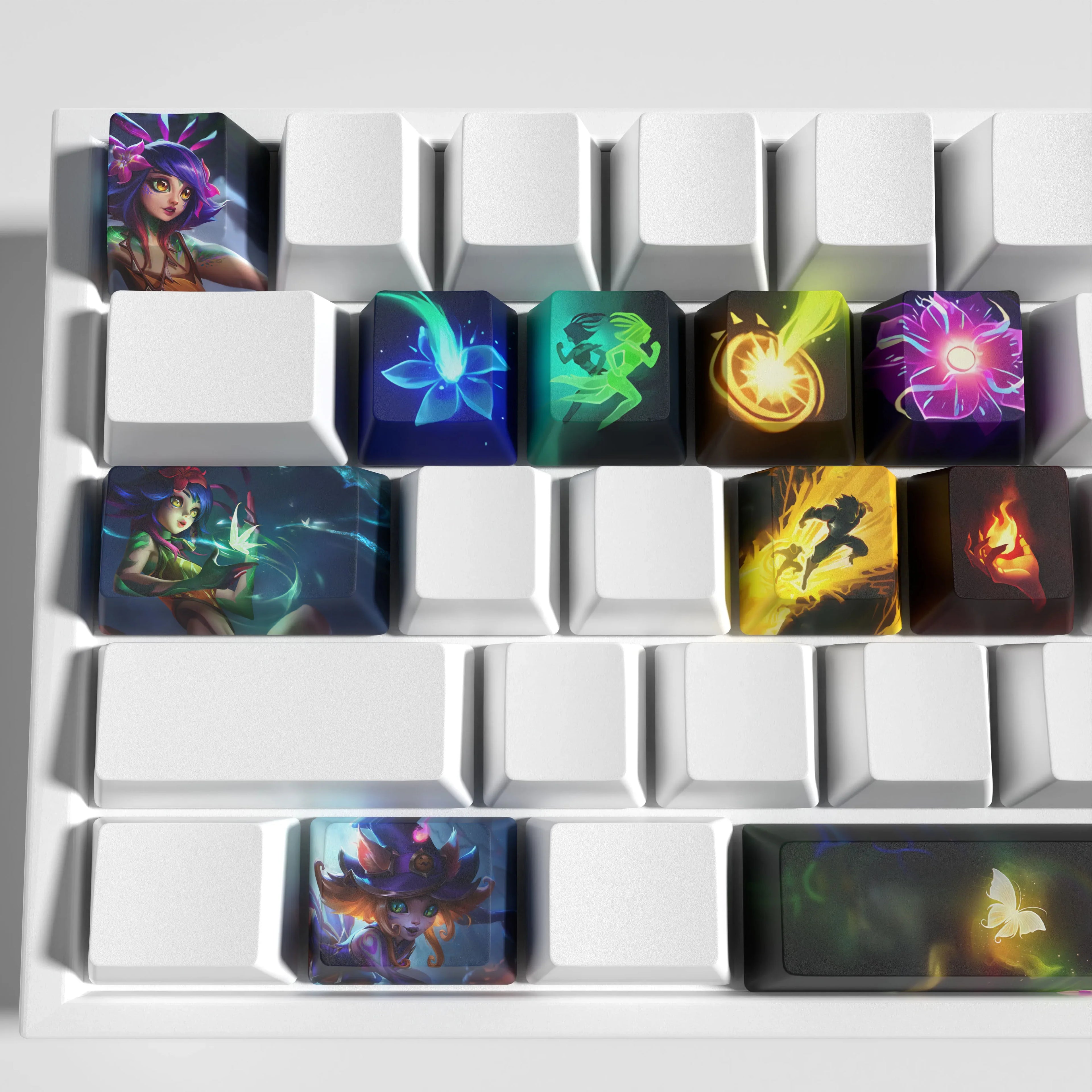 Neeko taustiņu vāciņi League of Legends Neeko taustiņu vāciņi spēles taustiņu vāciņi OEM profila 12 keys PBT krāsas apakštaustiņu vāciņi