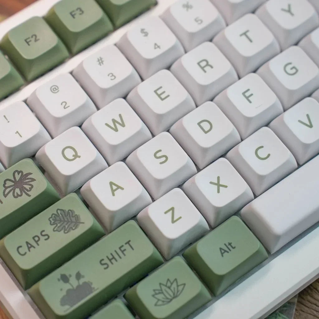 Capuchons de touches de clavier mécanique vert forêt, profil XDA, Sublimation PBT, 125 touches, Style frais, blanc, vert