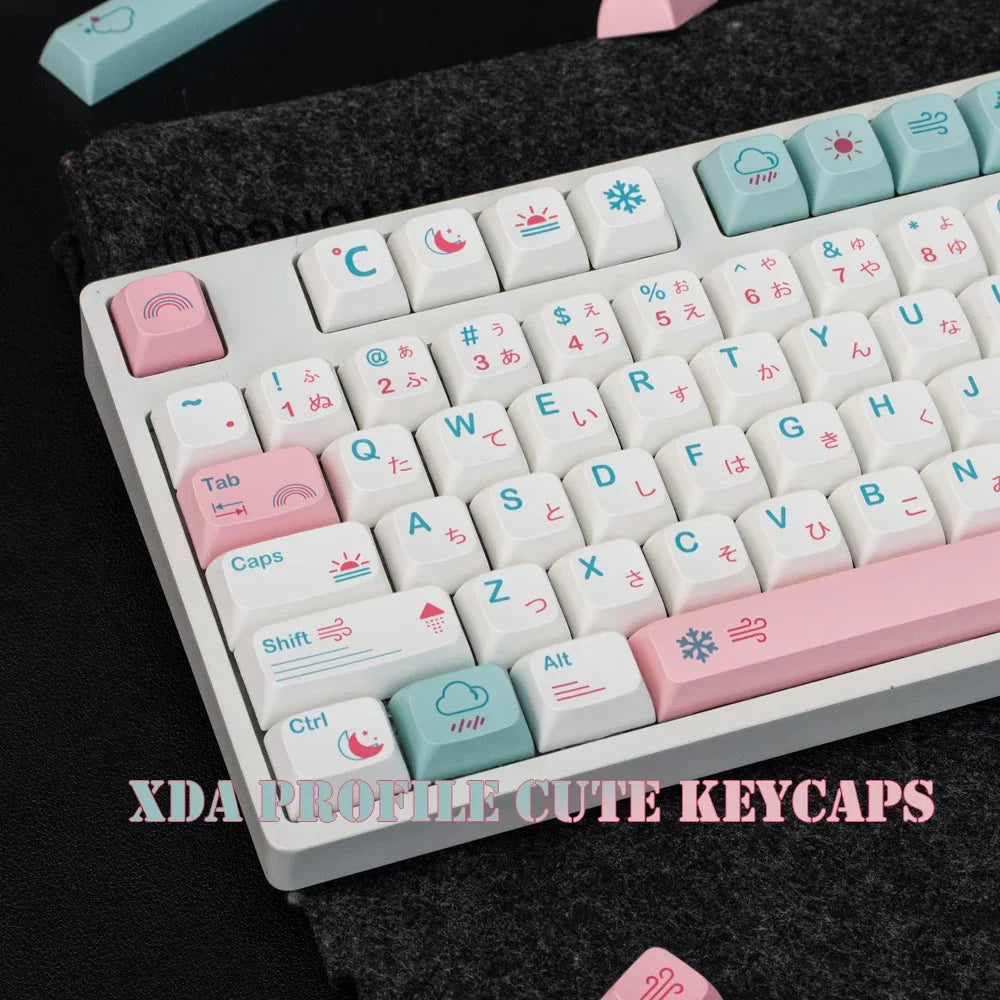 GMK – capuchons de touches japonais en PBT, 132 touches, profil XDA, mignons, roses, pour clavier mécanique Cherry, ensemble personnalisé 61/84/64/68/98/108