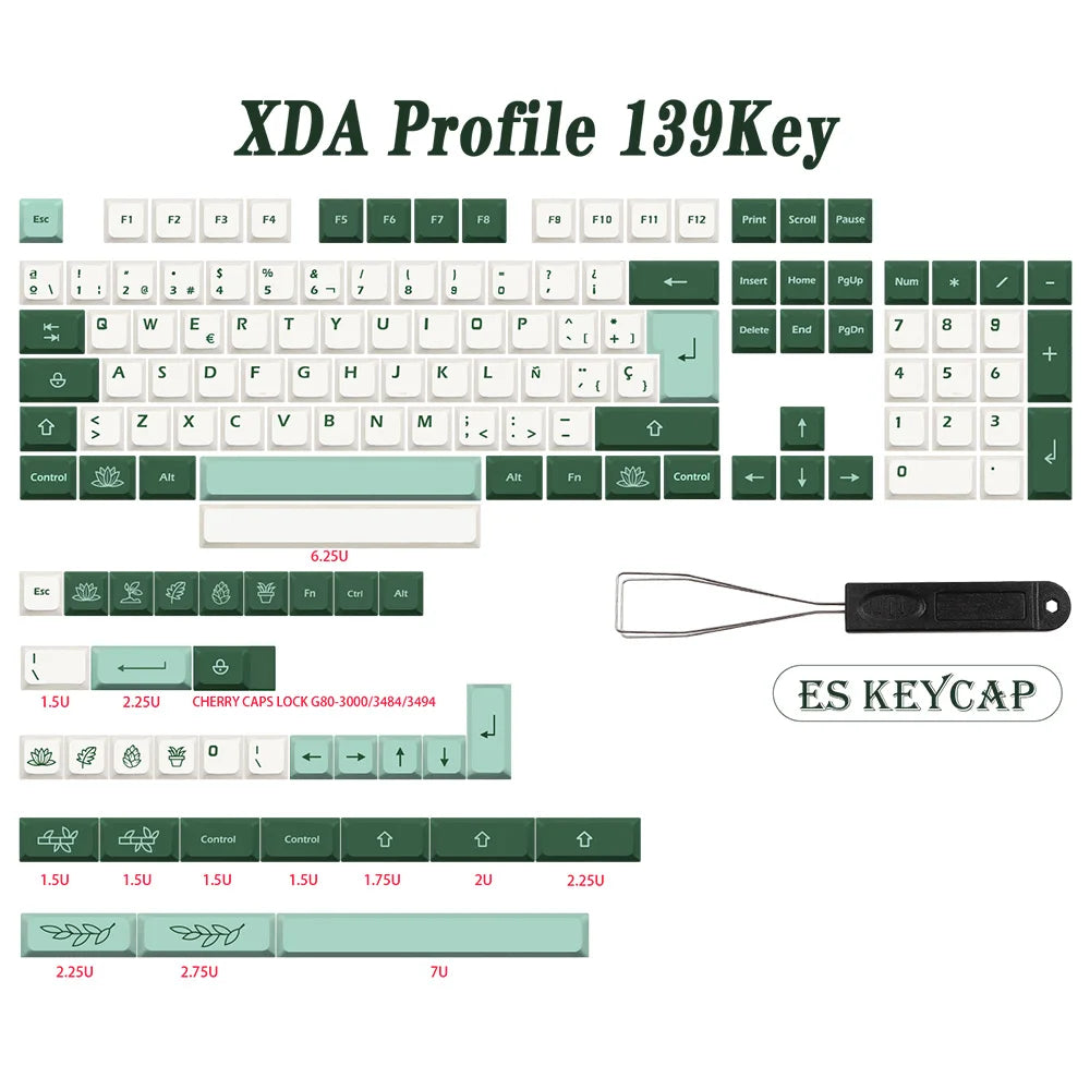 GMK-KEY Botanique Keycap PBT XDA Profil Allemand Français Espagne ISO Colorant Sub Keycaps Pour TKL GK61 GMMK PRO 7u AZERTY Clavier Cap