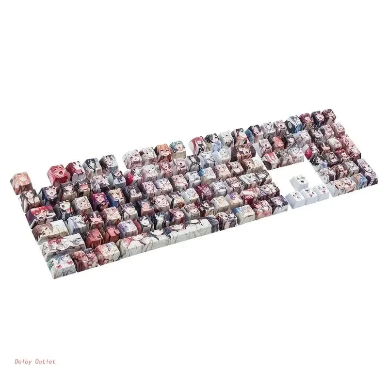 PBT clavier mécanique Keycap Anime mignon 124 touches colorant Sublimation cerise profil japonais Anime Keycap pour Cherry MX Switch