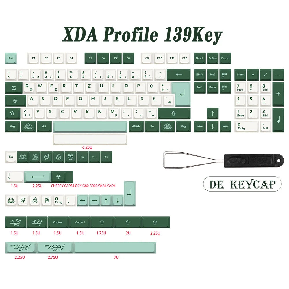 GMK-KEY Botanique Keycap PBT XDA Profil Allemand Français Espagne ISO Colorant Sub Keycaps Pour TKL GK61 GMMK PRO 7u AZERTY Clavier Cap