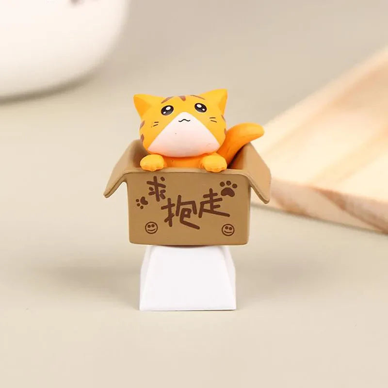 Pielāgošana Cute Cat Taustiņu vāciņš Mehāniskā tastatūras taustiņu vāciņi Artisan Anime Kawaii Taustiņu vāciņš PBT Axis Cherry MX Cute Cat DIy Taustiņu vāciņš