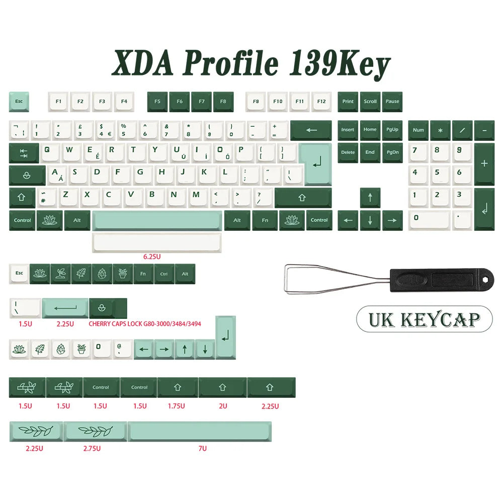 GMK-KEY Botanique Keycap PBT XDA Profil Allemand Français Espagne ISO Colorant Sub Keycaps Pour TKL GK61 GMMK PRO 7u AZERTY Clavier Cap