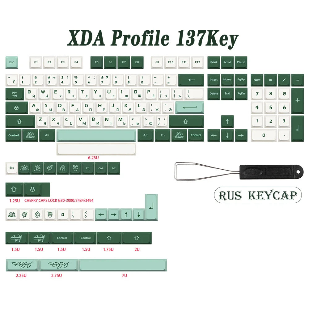 GMK-KEY Botanique Keycap PBT XDA Profil Allemand Français Espagne ISO Colorant Sub Keycaps Pour TKL GK61 GMMK PRO 7u AZERTY Clavier Cap