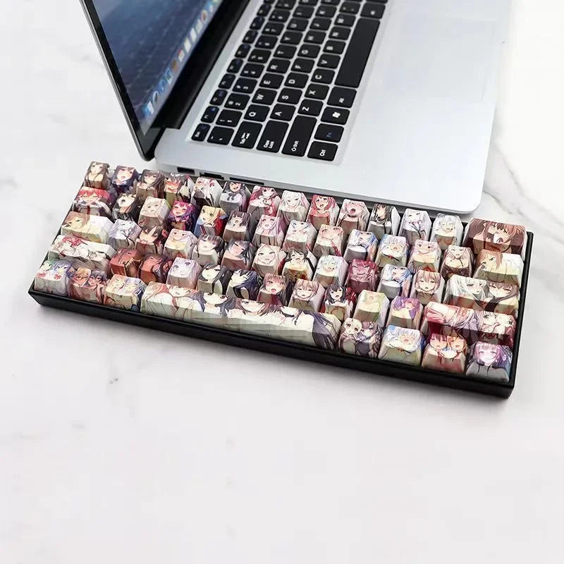 PBT clavier mécanique Keycap Anime mignon 124 touches colorant Sublimation cerise profil japonais Anime Keycap pour Cherry MX Switch